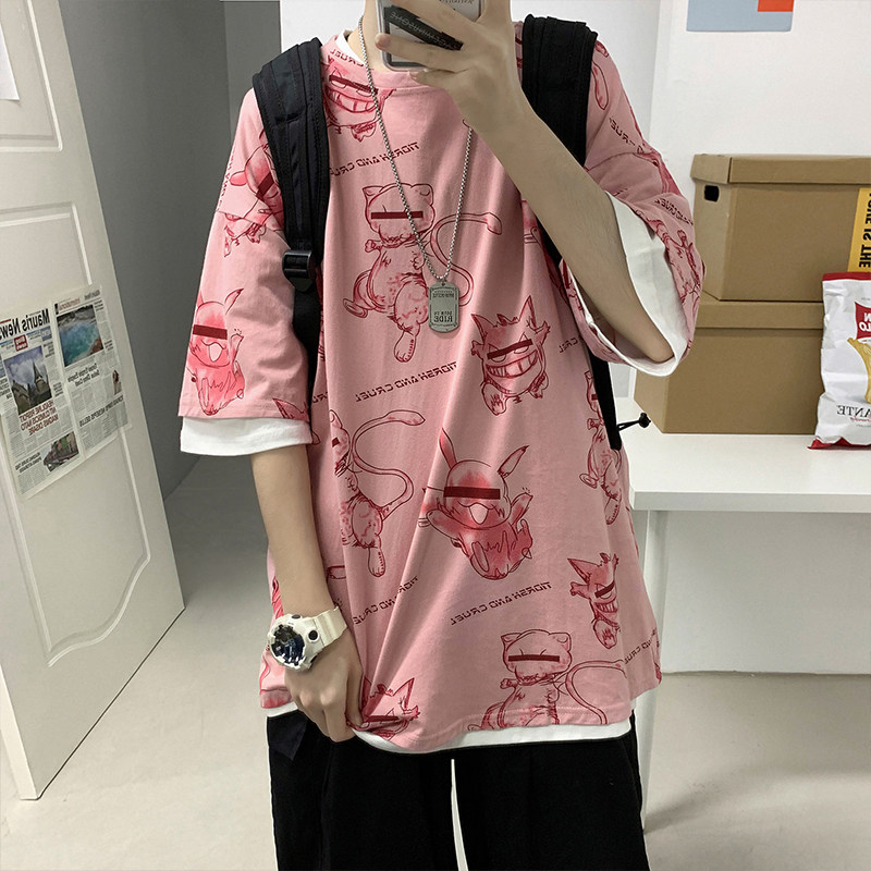 短袖t恤男潮牌潮流超火cec五分袖 v37T恤