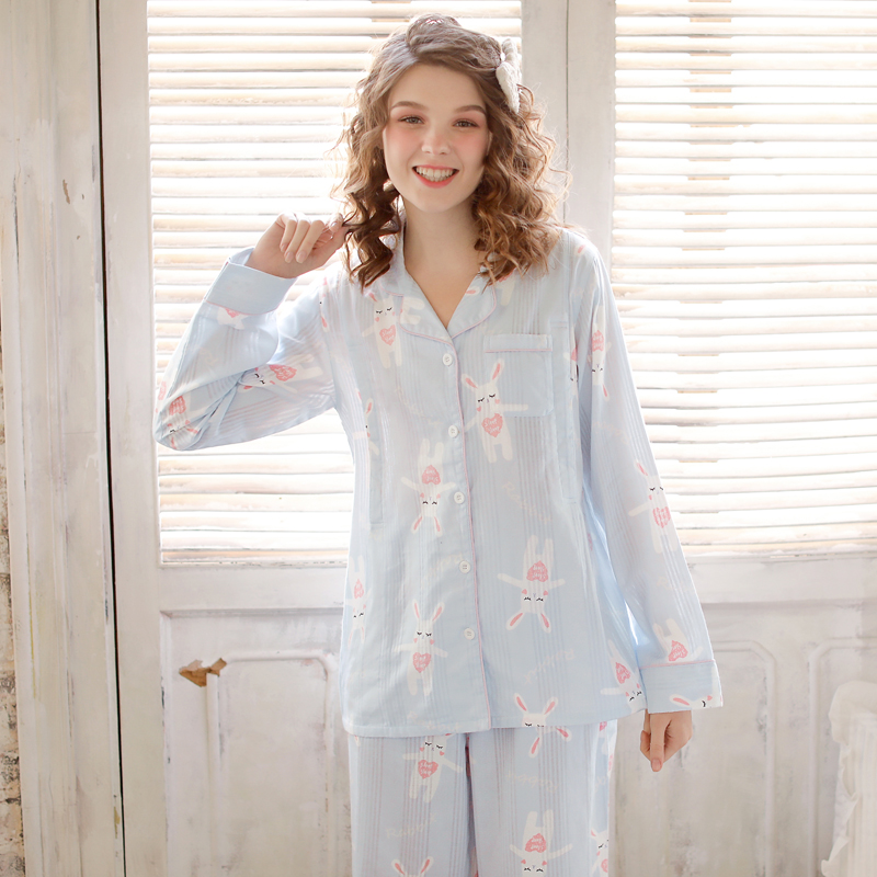 月子服夏季产后纯棉纱布喂奶睡衣 歌尔琪家居服套装