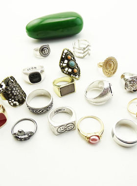 K89 欧美外贸原单饰品复古夸张质感宝石戒指 直播货源