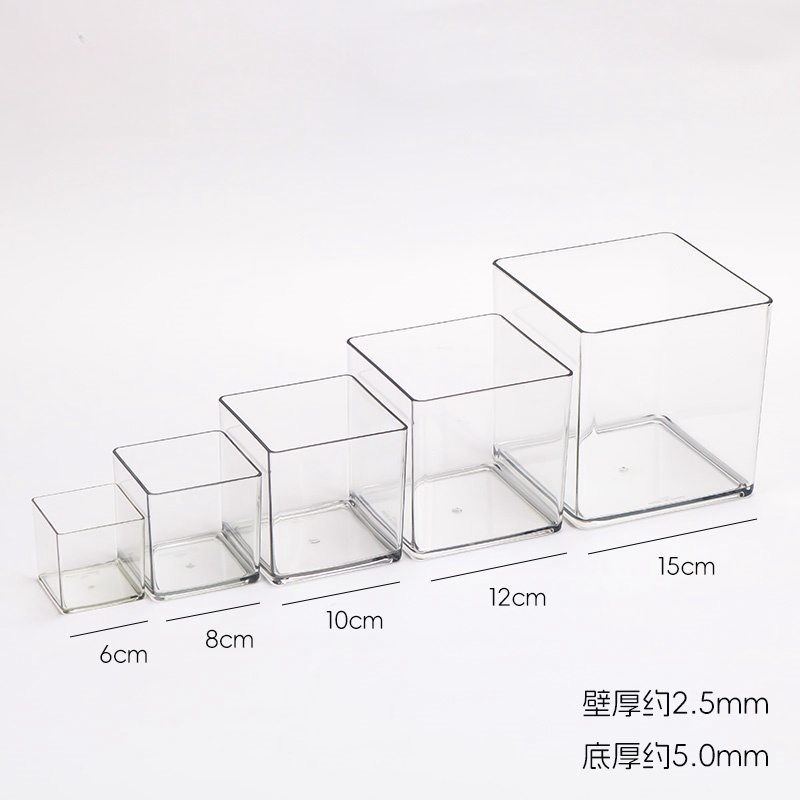 商务透明亚克力花瓶正方形办公桌花杯水培绿植郁金多肉花盆插花 - 图1