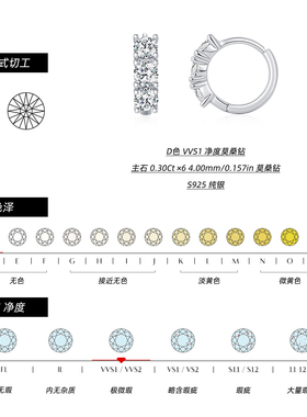摩典莫桑钻S925纯银时尚轻奢耳环