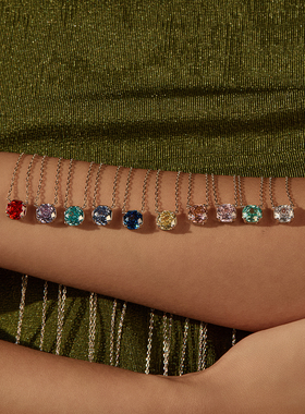 摩典S925纯银多色玫瑰切少女项链