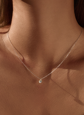 摩典S925纯银1克拉莫桑钻锁骨链