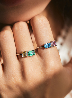 摩典925纯银小众几何锆石戒指女