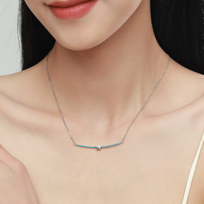 Modian turquoise ring earrings necklace clavicle chain