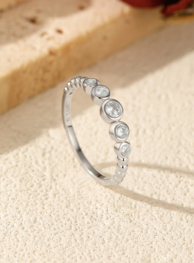 摩典S925纯银莫桑钻轻奢泡泡戒指