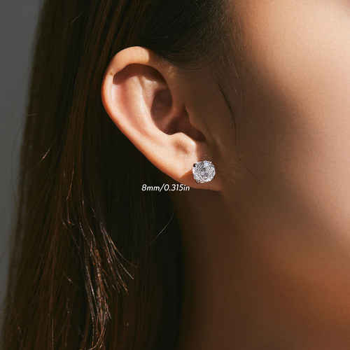 MODIAN摩典S925纯银玫瑰切闪钻耳钉女小众设计基础款男女百搭配饰 - 图0