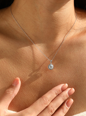 摩典S925纯银八角形仿钻戒指项链