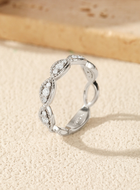 摩典S925纯银莫桑钻个性麻花戒指
