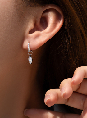 摩典S925纯银莫桑钻马眼戒指耳环