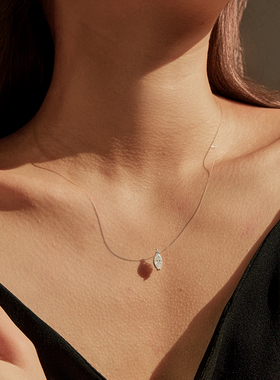 摩典莫桑钻S925纯银隐形鱼线项链