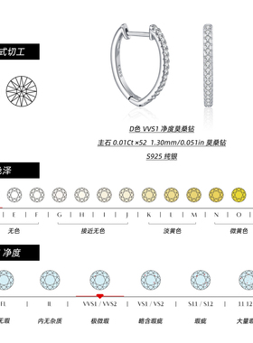 摩典S925纯银莫桑钻轻奢碎钻耳圈