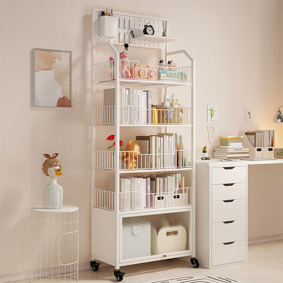 Bookshelf-type integrated floor-standing storage rack against the wall removable multi-functional kitchen bathroom storage decorative storage shelf