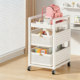 Carbon steel school bag storage rack movable trolley book storage rack under the table multi-layer bag storage with pulley artifact