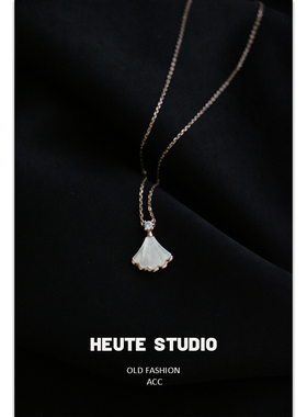 纯银不掉色玫瑰金扇形项链