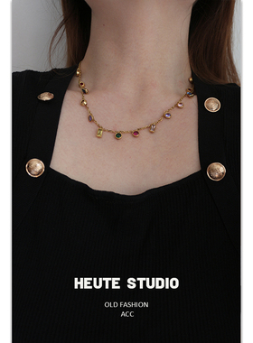 春夏新款彩色钻石项链