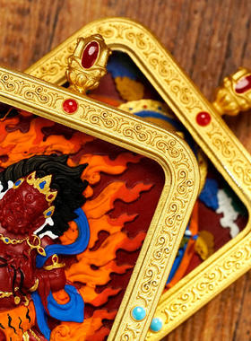 好运五爷朱砂唐卡吊坠手绘唐卡绿度母扎基拉母黄财前世今生项链3d