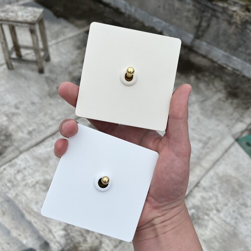 PIALT普田 奶油风黄铜拨杆开关适合可可蛋奶/春雨开关插座轻法式 - 图0