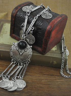 欧美靓饰新款时尚复古松石长项链