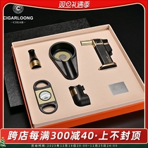CIGARLOONG Eggplant Cigar Lighter Suit Ashtrays Sharp Scissors Cigarette Holder Large Caliber Smoky 5 pieces