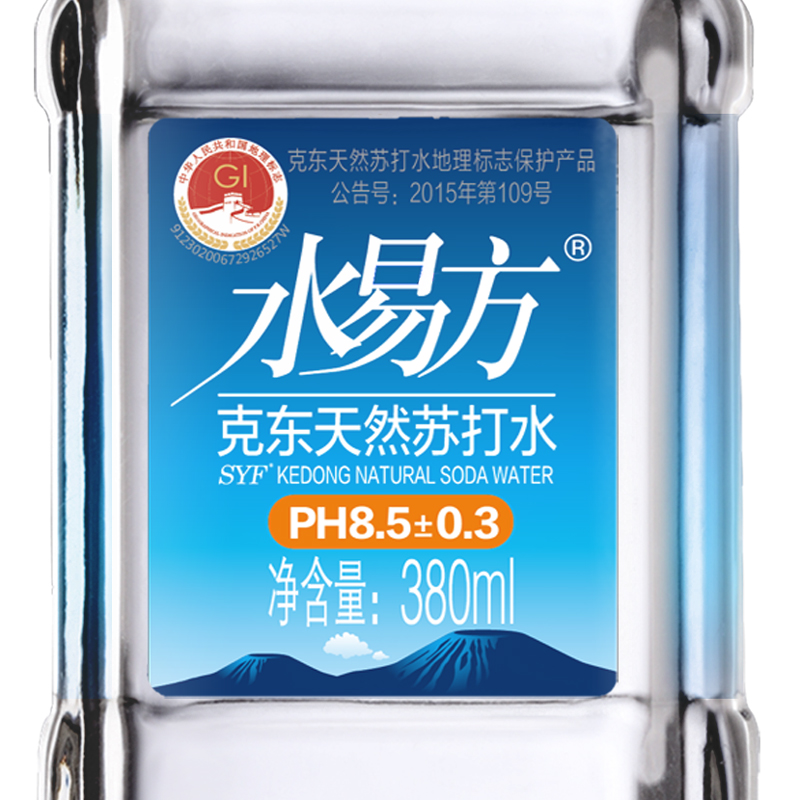 水易方克东天然苏打水380ml*6瓶 无气弱碱性饮用水苏打水 尝鲜装 - 图1