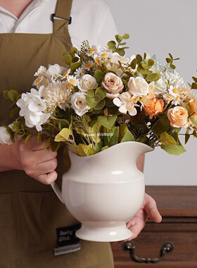留白【欧式花瓶合集】复古简约花瓶中古风陶瓷冷水壶收纳罐储物罐