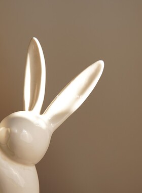 留白 出口单 陶瓷兔子篮 花篮 桌面摆件