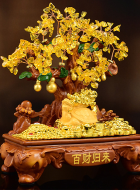 鑫源祥龙龟形摆件招财水晶发财树