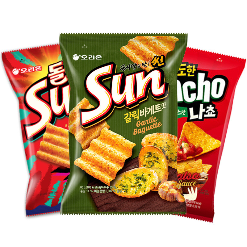 韩国进口好丽友辣味干酪太阳薯片 威海韩品食品膨化食品