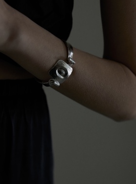 ABOAB复古银镀金手镯可拆卸锁扣