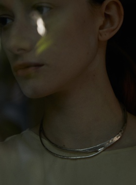 ABOAB925银镀金项圈指纹肌理