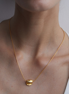 ABOAB925银厚镀金手工肌理项链