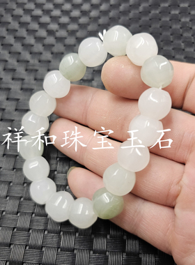 包邮天山翠多棱珠子玉石手链