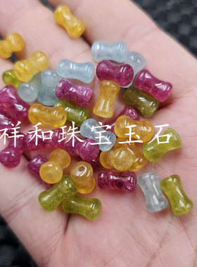 石英岩玉竹节玉石散珠黄色蓝色