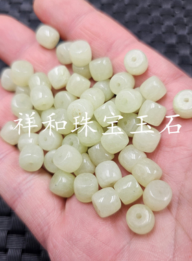 青白色石英岩玉老型珠玉石散珠