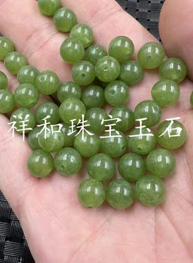 橄榄绿石英岩玉圆珠散珠