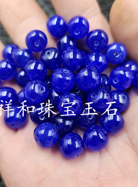宝蓝色玛瑙老型珠玉石散珠