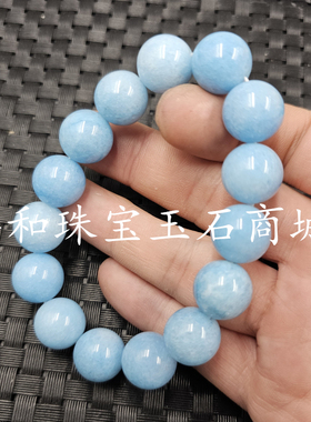 包邮翡翠玉豆绿圆珠玉石手链