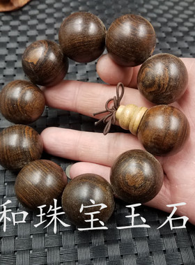 新款天然鸡翅木圆珠手链黑檀木手链大号红木圆珠手链木头手串