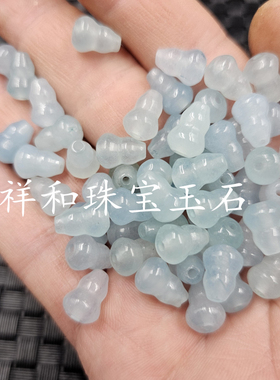 海蓝宝通孔葫芦玉石散珠淡蓝色