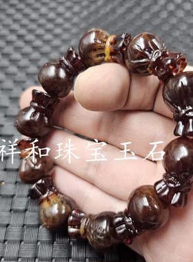 荧光浮盐水蜜蜡钱袋手链