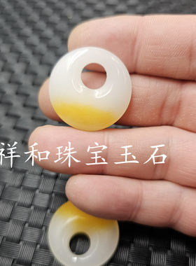 新疆和田白玉金丝玉平安扣