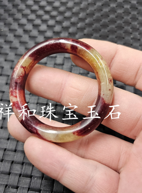 鸡血红岫玉平安扣玉石挂件