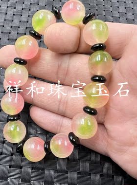 水蜜桃石英岩玉手链玉手串