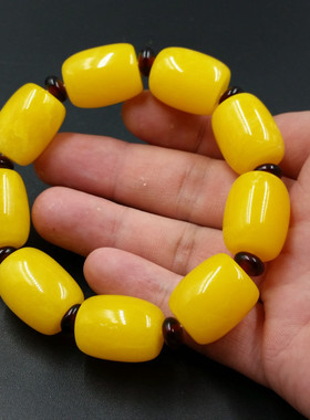 高档精美琥珀蜜蜡鸡油黄算盘珠