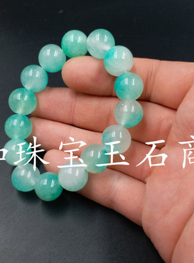 圆珠干青多色12毫米手串石英岩玉