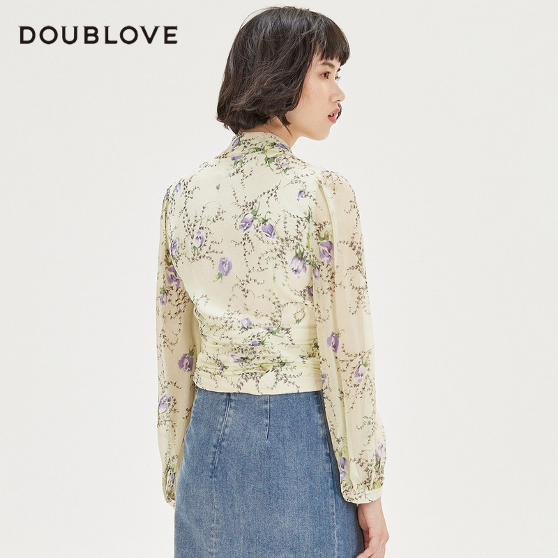 商场同款doublove贝爱2020春夏衬衫 doublelove蕾丝衫/雪纺衫