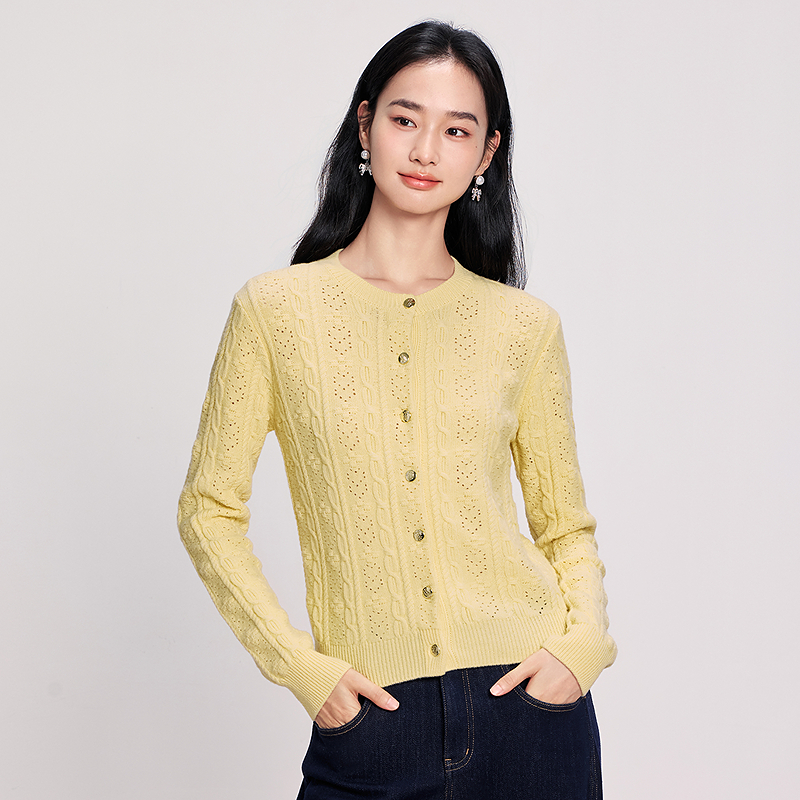 【怀旧奶奶衫】羊毛针织开衫毛衣外套DOUBLOVE贝爱2025秋冬新款 - 图1