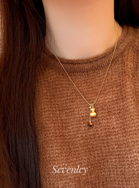 七与 虎眼宝瓶 轻奢葫芦项链新中式沙金毛衣链小众设计装饰链女