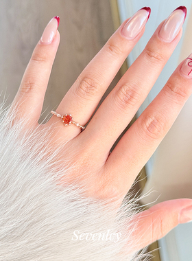 新品【微醺甜酒】新年限定超闪显白~红宝戒指复古老钱风